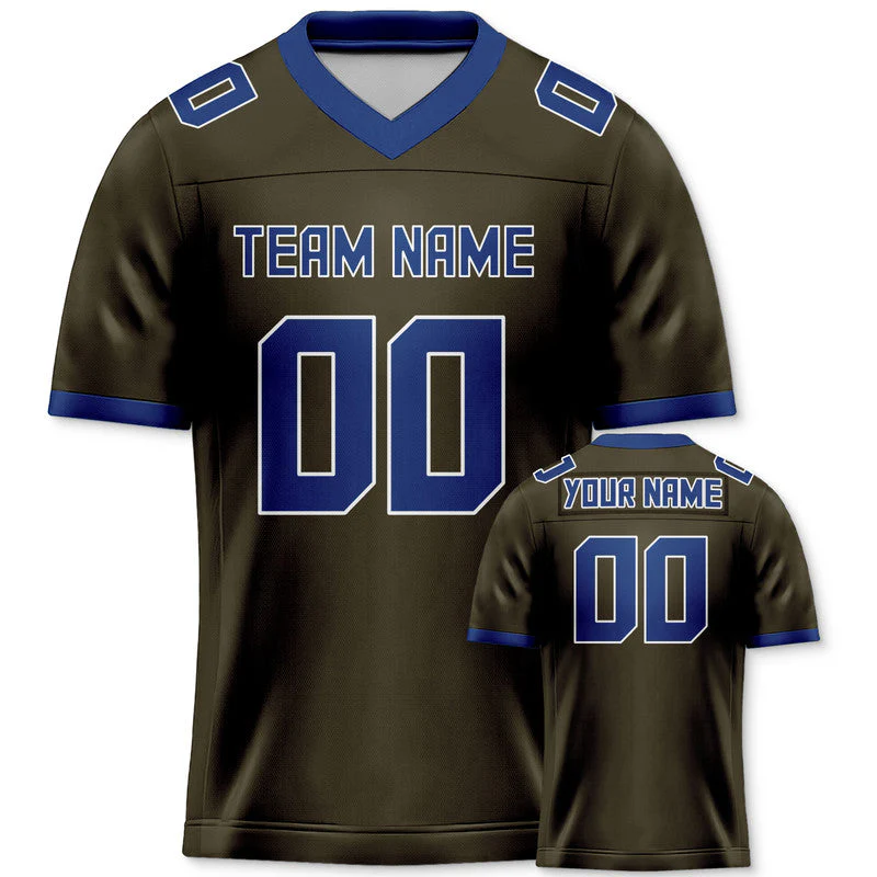 Custom Olive Royal Mesh Authentic Football Jersey