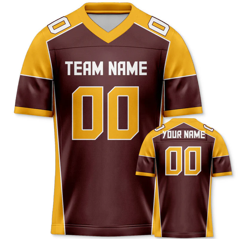 Custom Brown Gold-White Concept Version Authentic Football Jersey