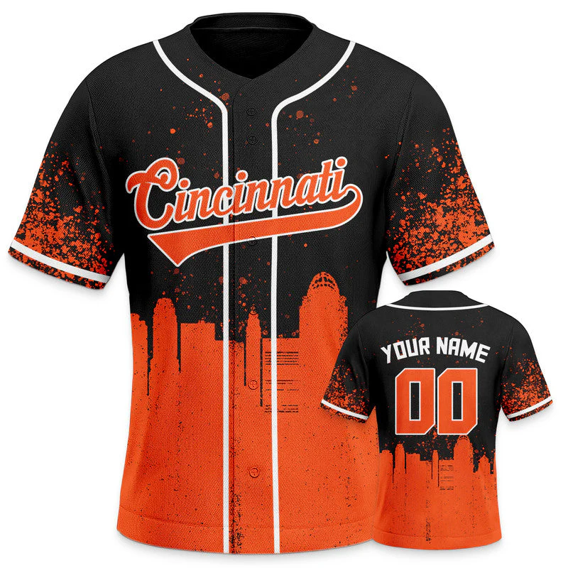 Custom 3D Graffiti Black Orange-White Authentic Baseball Silhouette Jersey